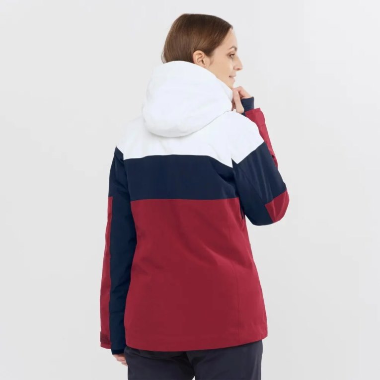 Chaquetas De Esquí Salomon Slalom Insulated Hoodie Mujer Blancos Negros Rojos | MX ILFA980